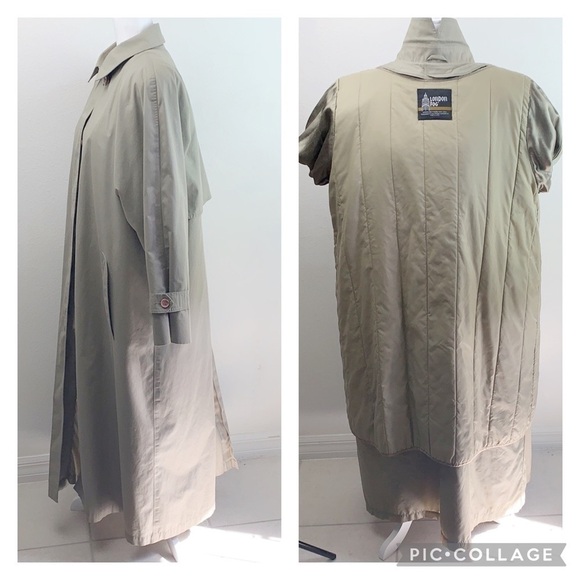 London Fog Thinsulate zip out quilted lining, classic tan trench coat EUC - Picture 3 of 14
